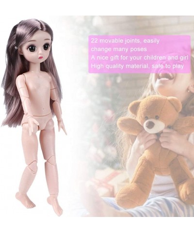 Flexible 22 Joints Figure Nude Female Body 30cm Doll with Big Eyes and Wig for DIY BJD Dolls(Shoes Included) (Straight Hair R...