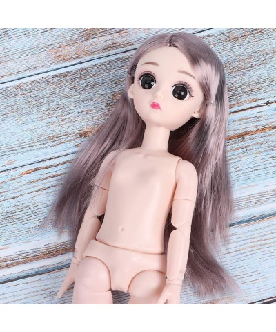 Flexible 22 Joints Figure Nude Female Body 30cm Doll with Big Eyes and Wig for DIY BJD Dolls(Shoes Included) (Straight Hair R...