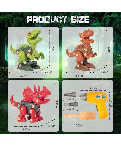 3 Pcs Take Apart Dinosaur Toys for Boys and Girls 3-5-7+ Gifts Dinosaurs Construction Toys with Electric Drill for 3-12 Years...