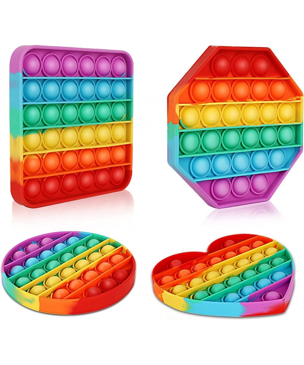 Multipurpose 4 Pack Rainbow Pop it Fidget Toy Bubble Sensory Toy for Kids and Adults Stress Reliever 4 Shapes Poppers-Heart C...