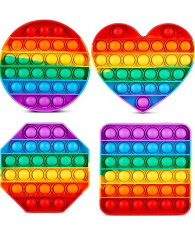 Multipurpose 4 Pack Rainbow Pop it Fidget Toy Bubble Sensory Toy for Kids and Adults Stress Reliever 4 Shapes Poppers-Heart C...