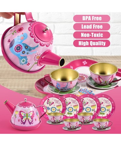 Kids Tea Party Set for Little Girls Princess Toys 47Pcs Tin Tea Set Food Dessert Playset Carring Box Kitchen Pretend Play Toy...