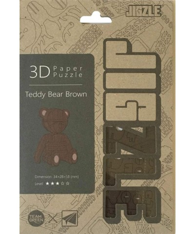 Teddy Bear Brown Paper 3D Puzzle - Laser Cut Miniature Animal Craft Kit for Kids and Adults - Birthday Gift and Party Favor f...