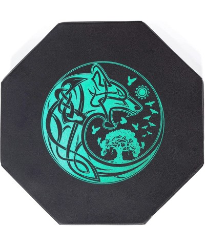 DND Dice Tray - Premium 8 Inch Dice Tray Dungeons and Dragons - Exquisitely Detailed Green World Tree & Wolf Raven Design - P...