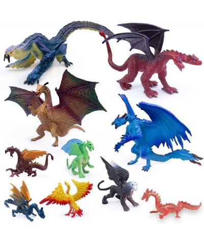 Dragon Toy Figures-4pcs 5 Inch Plastic Dragon Figurines with 6pcs 3 Inch Mini Dragon Toys in Assorted Colors and Styles Kids ...