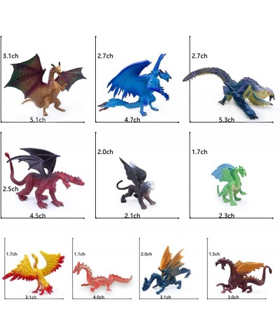 Dragon Toy Figures-4pcs 5 Inch Plastic Dragon Figurines with 6pcs 3 Inch Mini Dragon Toys in Assorted Colors and Styles Kids ...