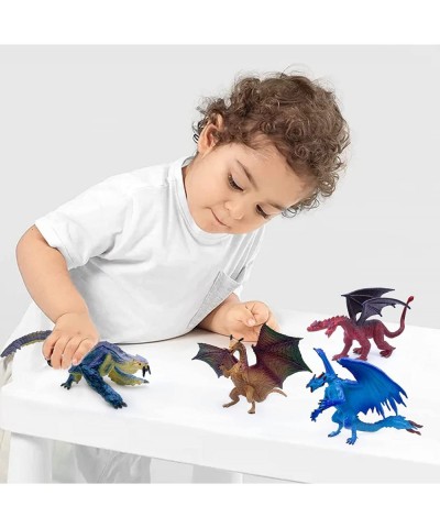 Dragon Toy Figures-4pcs 5 Inch Plastic Dragon Figurines with 6pcs 3 Inch Mini Dragon Toys in Assorted Colors and Styles Kids ...