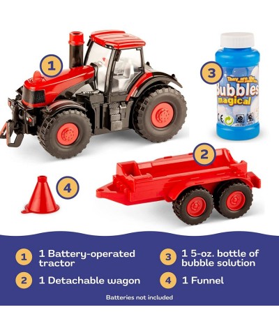 Bump & Go Bubble Blowing Farm Tractor Toy Truck with Lights Sounds and Action for Toddlers - Bubble Solution Included with To...