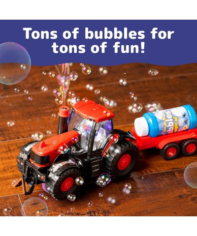 Bump & Go Bubble Blowing Farm Tractor Toy Truck with Lights Sounds and Action for Toddlers - Bubble Solution Included with To...