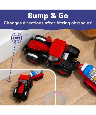 Bump & Go Bubble Blowing Farm Tractor Toy Truck with Lights Sounds and Action for Toddlers - Bubble Solution Included with To...