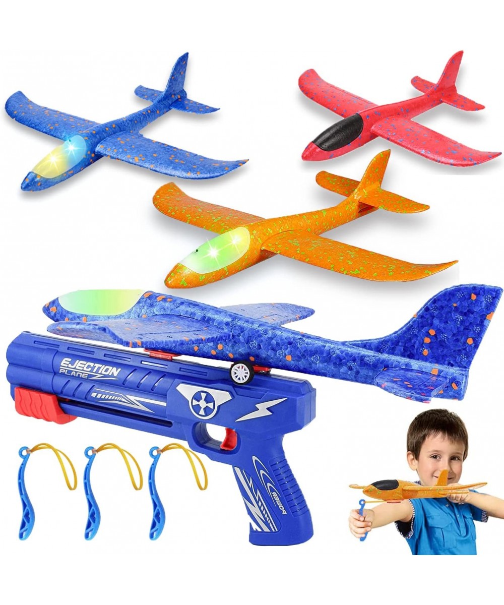 3 Pack Airplane Launcher Toy 13.3" LED Light Foam Glider Led Plane Flight Mode Catapult AirplaneAirplane Gun Launcher Toys Ou...