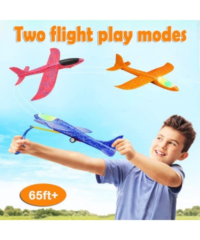 3 Pack Airplane Launcher Toy 13.3" LED Light Foam Glider Led Plane Flight Mode Catapult AirplaneAirplane Gun Launcher Toys Ou...