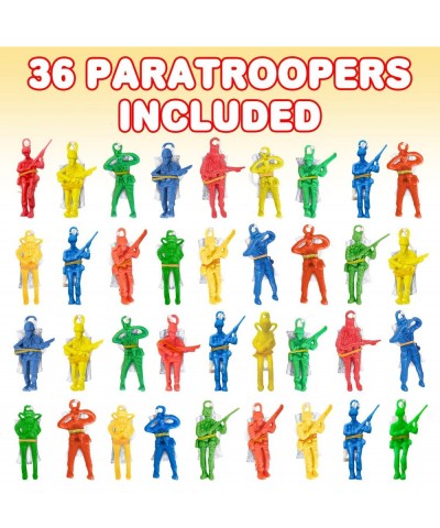 Mini Paratroopers with Parachutes Bulk Pack of 36 Vinyl Parachute Men Toy in Assorted Colors Durable Plastic Army Guys Playse...