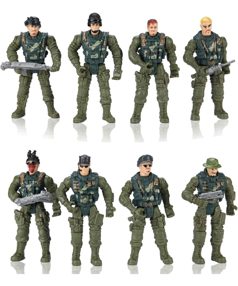 Soldier Action Figures Toy 8 Army Men with Weapons Accessories Removable Body Adjustable Arms Legs Military Playset Gift for ...