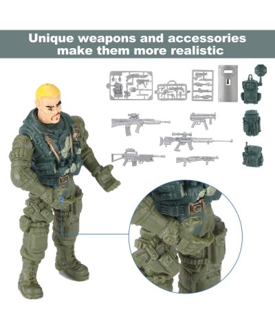 Soldier Action Figures Toy 8 Army Men with Weapons Accessories Removable Body Adjustable Arms Legs Military Playset Gift for ...