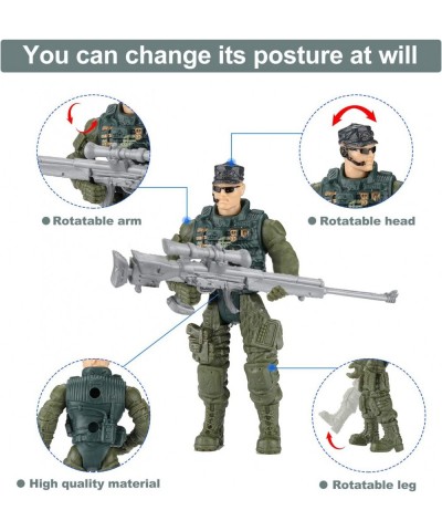 Soldier Action Figures Toy 8 Army Men with Weapons Accessories Removable Body Adjustable Arms Legs Military Playset Gift for ...