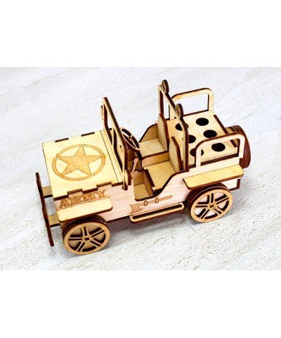 Wooden 3D Puzzle Military Jeep - Desk Organizer Pen Stand Card Holder - Easy to Assemble $40.78 Executive Desk Toys