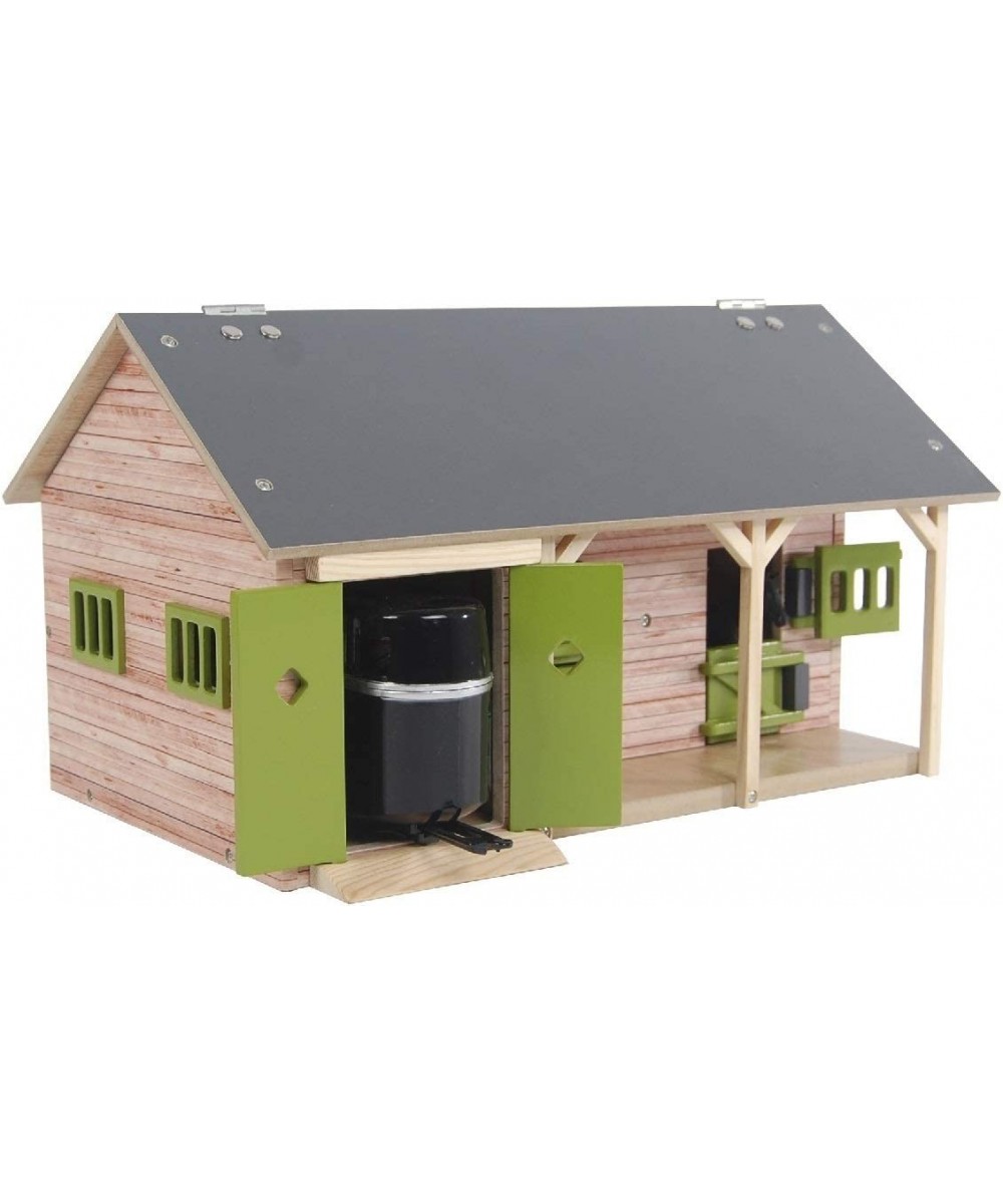 Horse Stable 1:32 (with 2 Horse Boxes 1 Storage Space Without Horses and Accessories Horse Farm for Children Colour Wood / Gr...