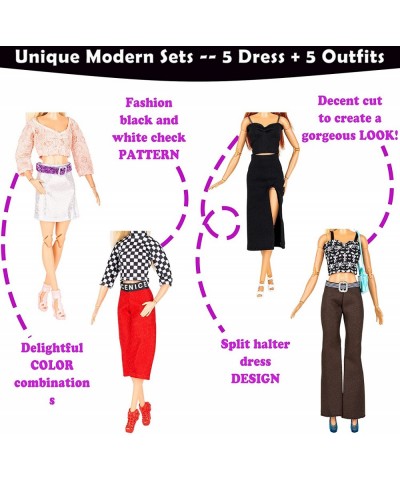 2023 New Modern Clothes and Accessories - 39 Items Gift Set 10 Sets Modern Series Outfit Include 5 Dresses 5 Top 5 Pants and ...