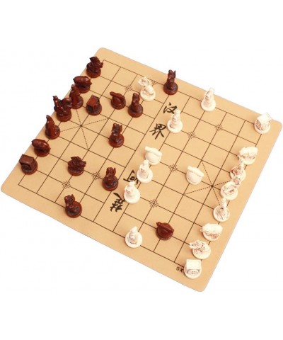 Chinese Chess Traditional Xiangqi Board Game with Resin Chess Pieces Leather Travel Chess Set Retro Terracotta Warriors Chess...