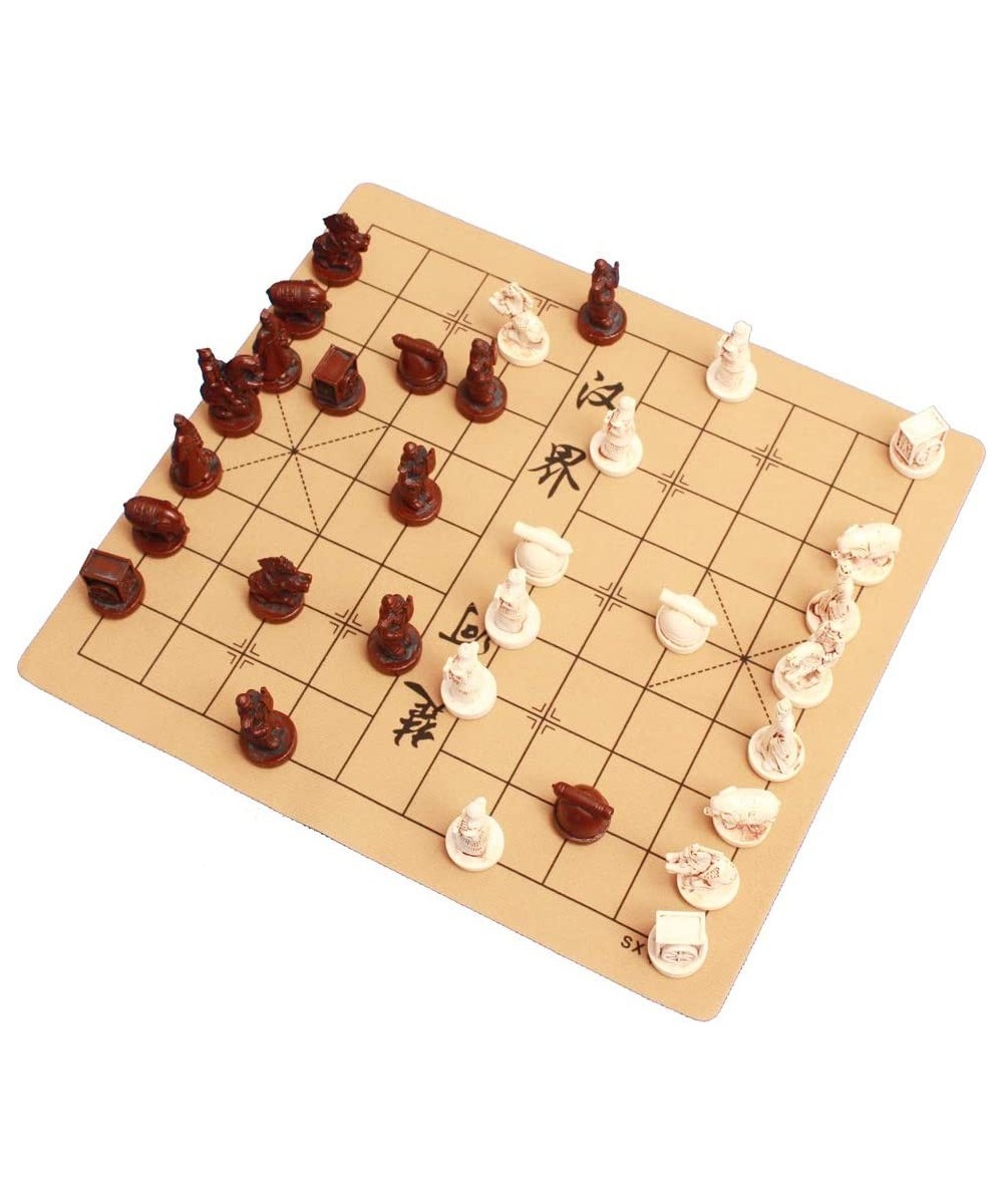 Chinese Chess Traditional Xiangqi Board Game with Resin Chess Pieces Leather Travel Chess Set Retro Terracotta Warriors Chess...