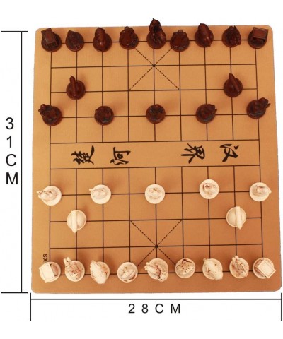 Chinese Chess Traditional Xiangqi Board Game with Resin Chess Pieces Leather Travel Chess Set Retro Terracotta Warriors Chess...