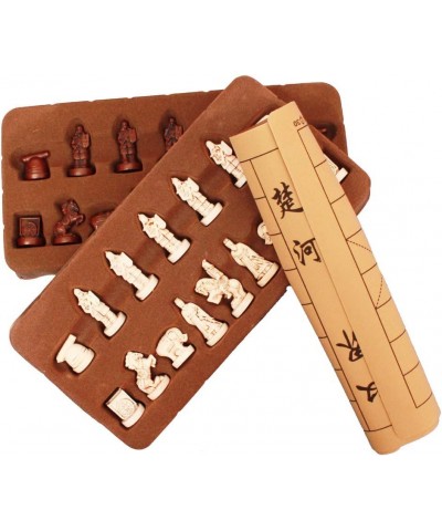 Chinese Chess Traditional Xiangqi Board Game with Resin Chess Pieces Leather Travel Chess Set Retro Terracotta Warriors Chess...