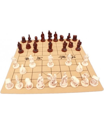 Chinese Chess Traditional Xiangqi Board Game with Resin Chess Pieces Leather Travel Chess Set Retro Terracotta Warriors Chess...