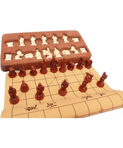 Chinese Chess Traditional Xiangqi Board Game with Resin Chess Pieces Leather Travel Chess Set Retro Terracotta Warriors Chess...