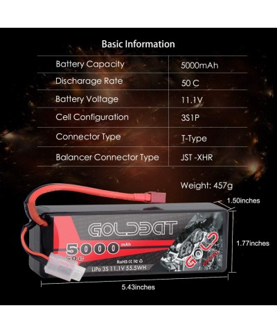 11.1V 5000mAh 3S 50C LiPo RC Battery Hard Case Pack with Deans Connector for Emaxx Axial RC Car Truck Buggy Truggy Vehicle $4...