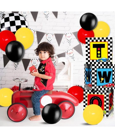 Race Car Birthday Balloon Boxes Decorations Including Racing Party Boxes Block Red Yellow Black Latex Balloons for Two Fast 2...