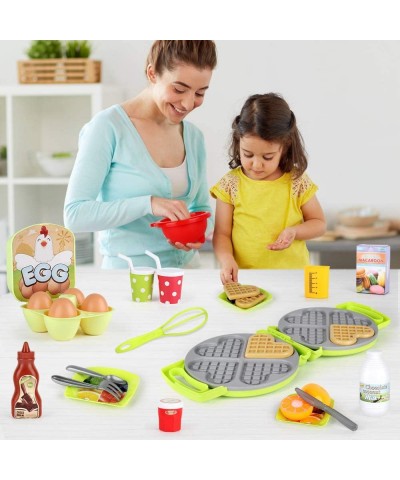 27 Pack Waffle Play Food Toys for Toddlers Kitchen Sets for Kids New Sprouts Waffle Time Variety Toys Gift for Kid Children E...