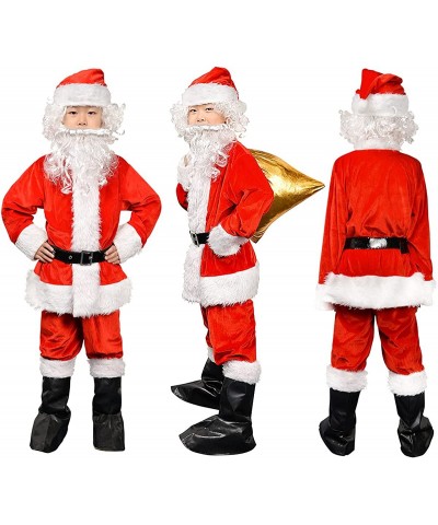 Kids Santa Claus Costume Children's Christmas Deluxe Santa Suit Outfit Party Cosplay Costumes for Boys Kids 9 PCS $59.67 Kids...