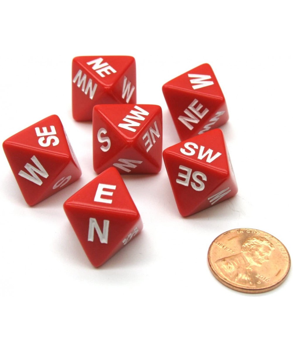 Set of 6 Compass Cardinal Direction 8 Sided Dice - Red with White Letters $18.32 Game Accessories