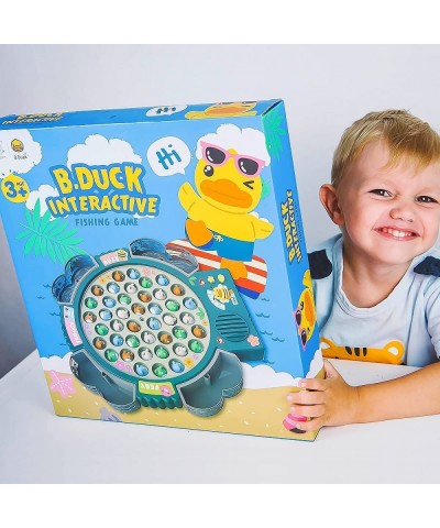 Kids Magnetic Fishing Game Toy Play Set w/ 42 Frogs 4 Poles/Rods on-Off Music & Rotating Board for Toddlers Interactive Famil...