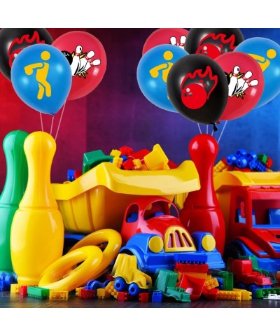 36 Pieces Bowling Party Balloons Ball Party Strike Up the Fun Theme Party Supplies Black/Red/Blue for Kids Boys Baby Shower B...