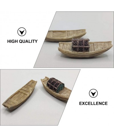 4Pcs Miniature Boat Figure Plastic Fishing Boat Figurine Chinese Style Boat Model Statue for DIY Fairy Garden Bonsai Dollhous...