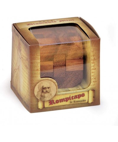 Logica Puzzles Art. Diamond Mini - 3D Brain Teaser in Fine Wood - Difficulty 4/6 Extreme - Collection Leonardo da Vinci (Smal...