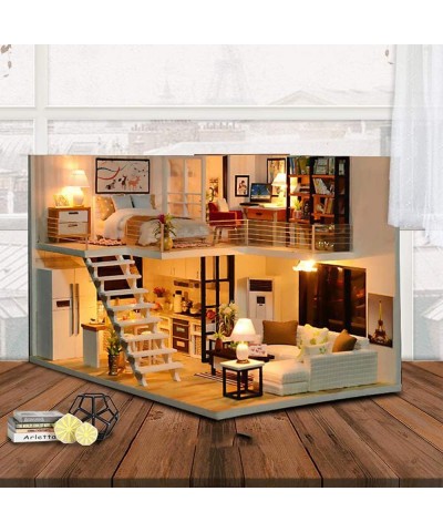 Dollhouse Miniature with Furniture DIY Dollhouse Kit Plus Dust Proof and Music Movement 1:24 Scale Creative Room for Valentin...