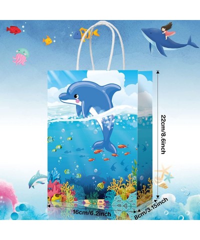 18 Packs Sea Animals Party Supplies Bags Gift Paper Life Colorful Ocean Theme Goodie Candy Under the Favor for Kids Girls Bir...