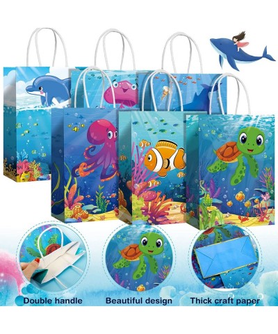 18 Packs Sea Animals Party Supplies Bags Gift Paper Life Colorful Ocean Theme Goodie Candy Under the Favor for Kids Girls Bir...