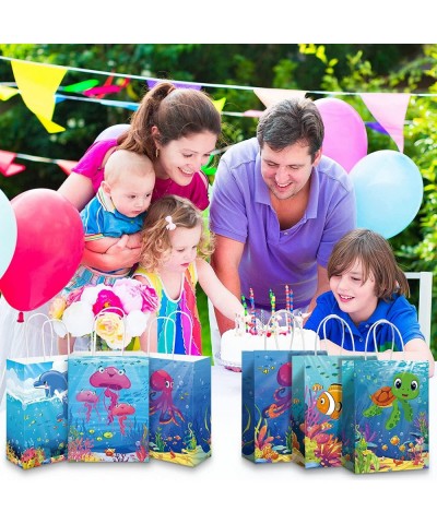 18 Packs Sea Animals Party Supplies Bags Gift Paper Life Colorful Ocean Theme Goodie Candy Under the Favor for Kids Girls Bir...