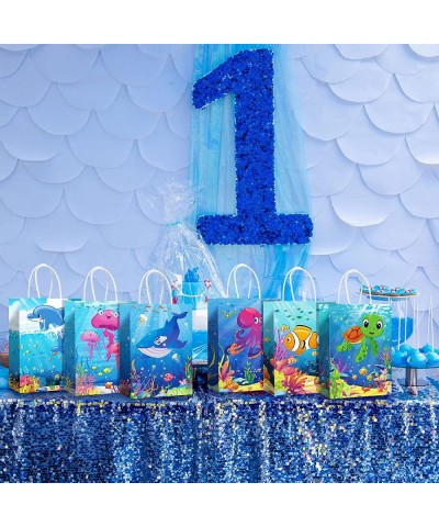 18 Packs Sea Animals Party Supplies Bags Gift Paper Life Colorful Ocean Theme Goodie Candy Under the Favor for Kids Girls Bir...