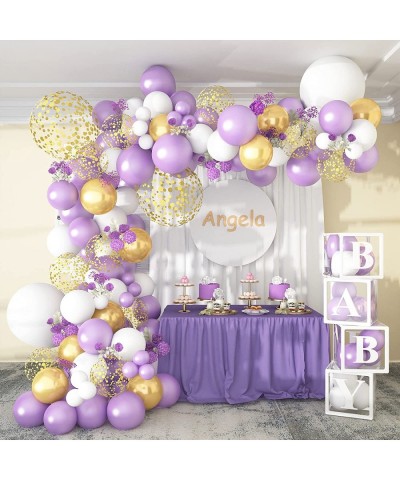 Purple Balloon Garland Arch Kit 130 Pcs Pearl Purple Party Decorations White Lavender Gold Confetti Balloon Arch for Birthday...