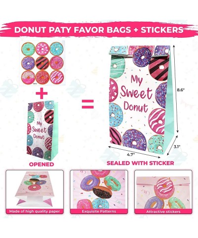 78 Pcs Donut Party Favors - 12 Sets of Donut Party Bags Keychain Blowers Tattoos Bracelet Ring Stickers for Boy Girl Sweet Do...