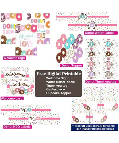 78 Pcs Donut Party Favors - 12 Sets of Donut Party Bags Keychain Blowers Tattoos Bracelet Ring Stickers for Boy Girl Sweet Do...