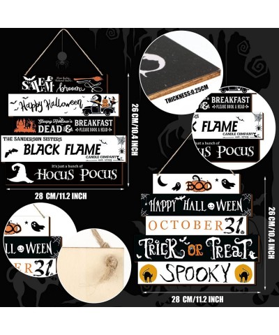 2 Pieces Halloween Wooden Hanging Sign Boo Trick or Treat Happy Halloween Door Decorations Pumpkin Witch Hat Halloween Signs ...