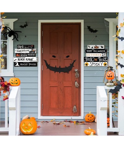 2 Pieces Halloween Wooden Hanging Sign Boo Trick or Treat Happy Halloween Door Decorations Pumpkin Witch Hat Halloween Signs ...