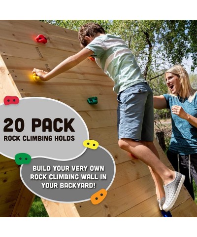 20 Extra Large Deluxe Rock Climbing Holds - with Mounting Hardware for up to 1" Installation - Outdoor Play Accessories - Age...