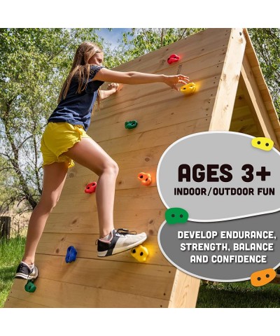 20 Extra Large Deluxe Rock Climbing Holds - with Mounting Hardware for up to 1" Installation - Outdoor Play Accessories - Age...